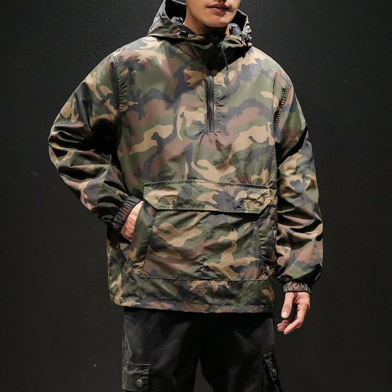 Oversized Reversible Camouflage Hooded Jacket